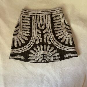 SOLD - Ollari Anthropologie Embroidered Mini Skirt Boho XS